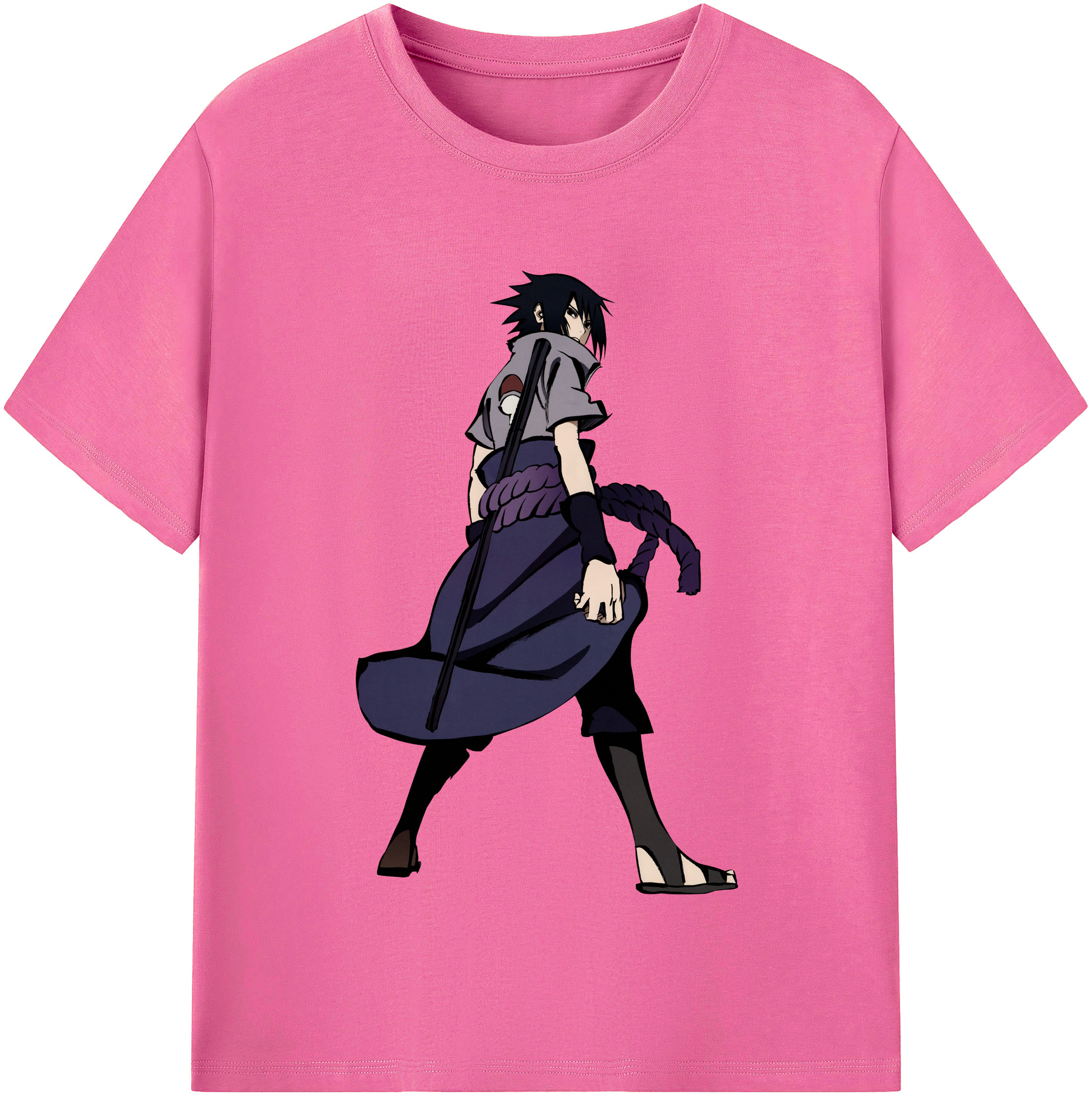 （画像用） NARUTO -ナルト- うちは サスケ Uchiha Sasuke レディースカジュアルプリントTシャツ（綿100％）